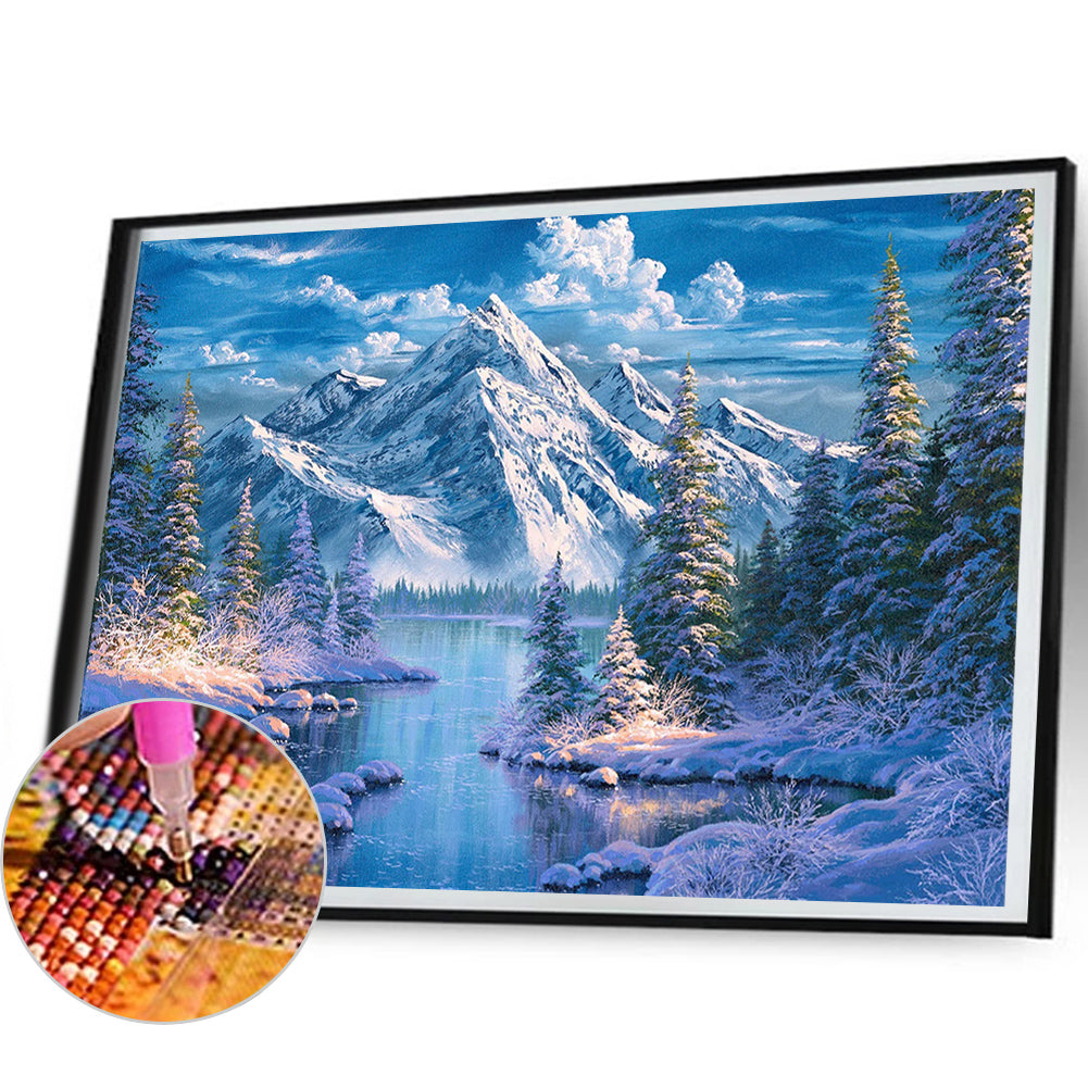 Woods Snow Mountain - Full Square Drill Diamond Painting 50*40CM