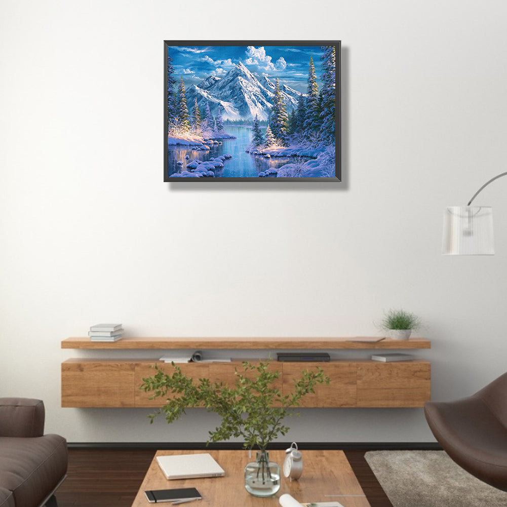 Woods Snow Mountain - Full Square Drill Diamond Painting 50*40CM