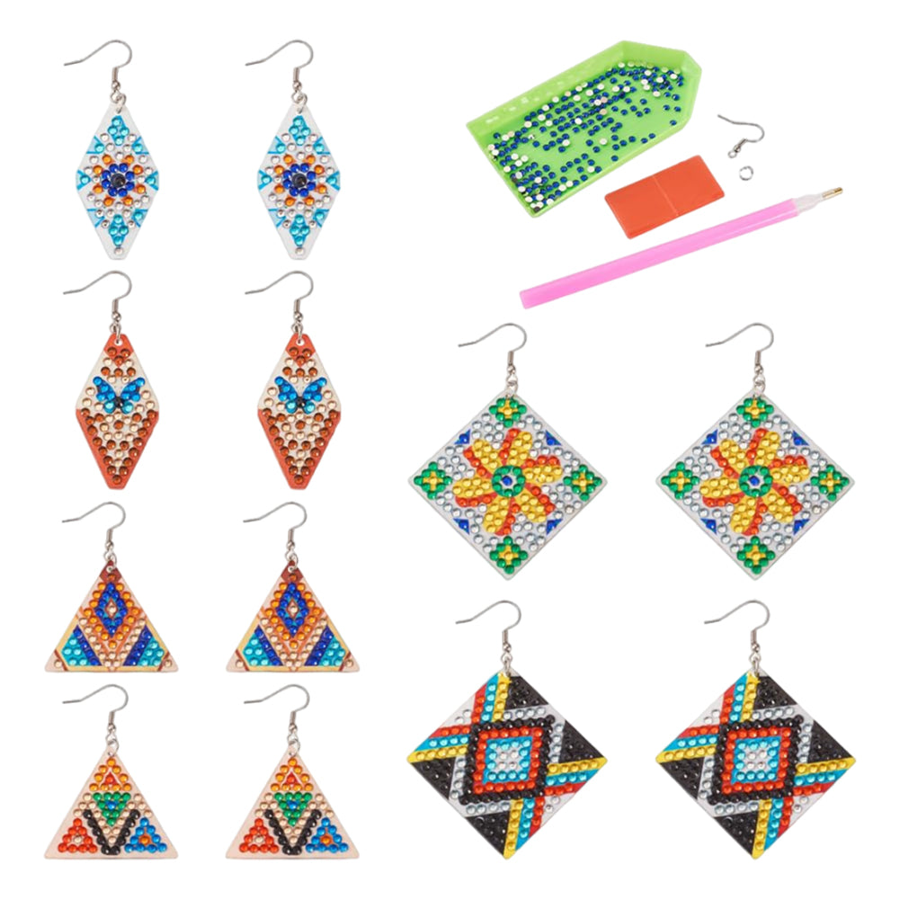 6 Pairs Double Sided Diamond Painting DIY Earring Making Art Kit for Women Girls