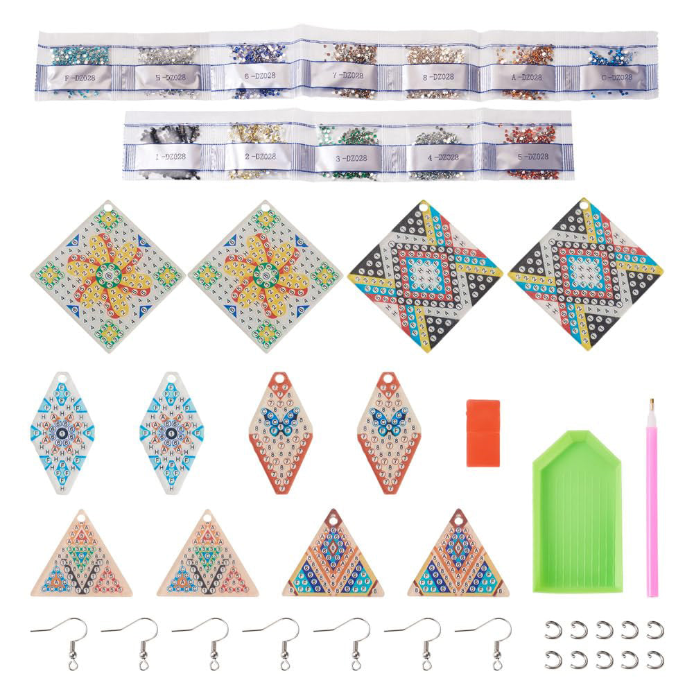 6 Pairs Double Sided Diamond Painting DIY Earring Making Art Kit for Women Girls