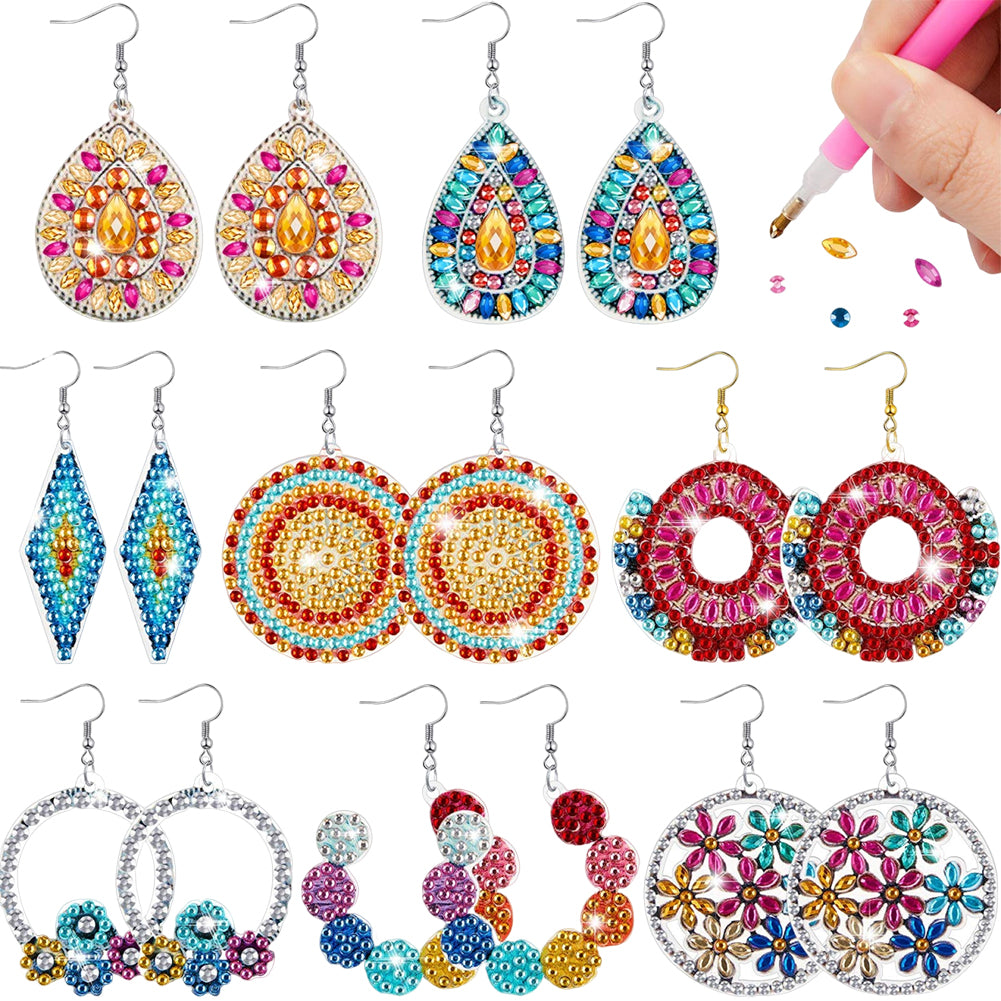 8 Pairs Double Sided Diamond Painting DIY Earring Making Kit for Women Girls (1)