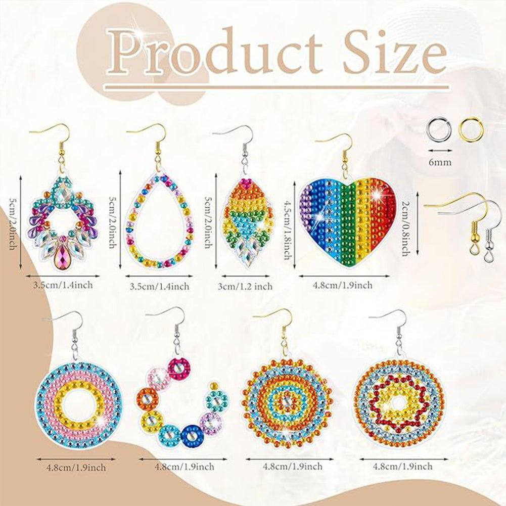 8 Pairs Double Sided Diamond Painting DIY Earring Making Kit for Women Girls (3)