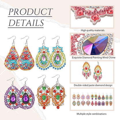 10 Pairs Double Sided Diamond Painting Earrings Gift for Women Girls (Style 4)