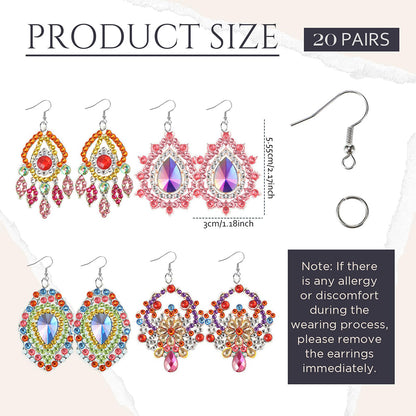 10 Pairs Double Sided Diamond Painting Earrings Gift for Women Girls (Style 4)