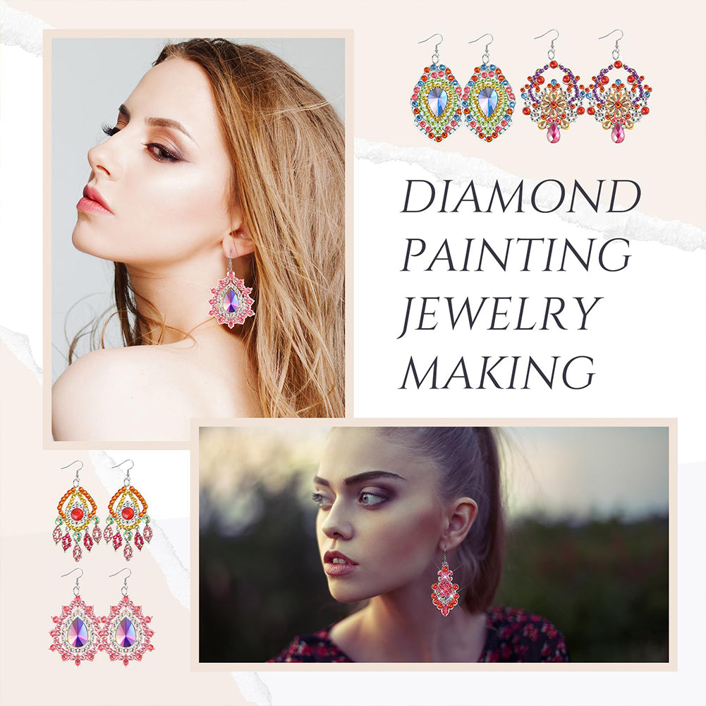 10 Pairs Double Sided Diamond Painting Earrings Gift for Women Girls (Style 4)