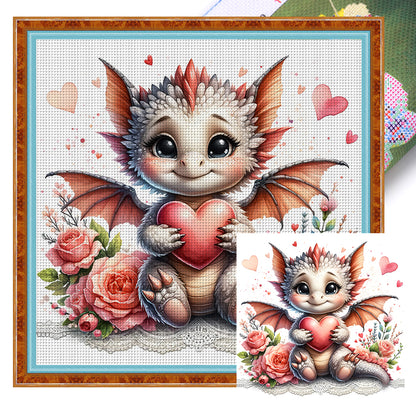 Love Rose Pterosaur - 11CT Stamped Cross Stitch 45*45CM