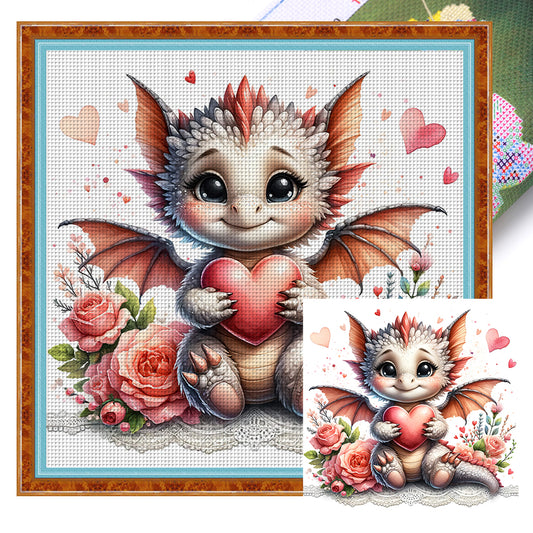 Love Rose Pterosaur - 11CT Stamped Cross Stitch 45*45CM