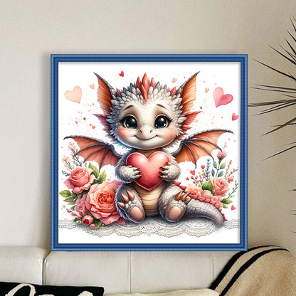 Love Rose Pterosaur - 11CT Stamped Cross Stitch 45*45CM