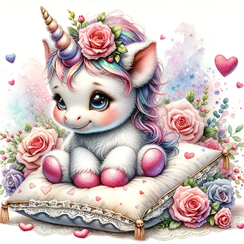 Love Rose Unicorn - 11CT Stamped Cross Stitch 45*45CM