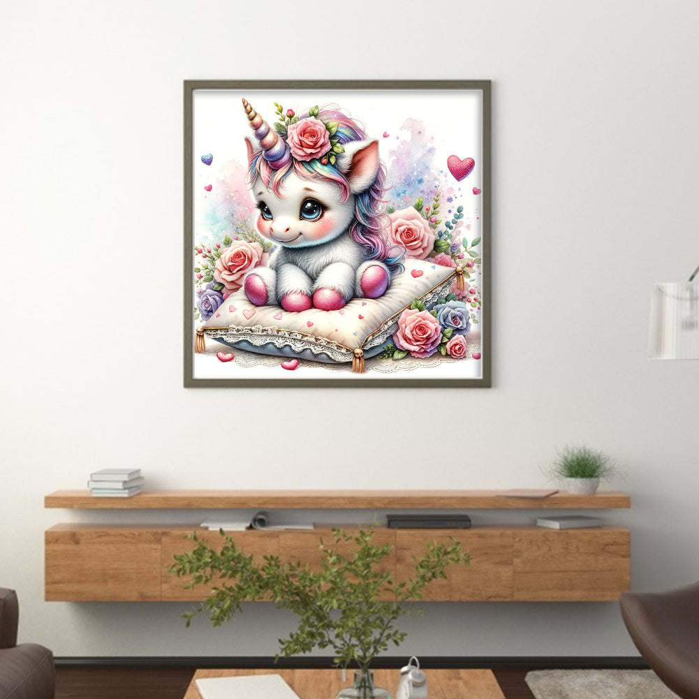 Love Rose Unicorn - 11CT Stamped Cross Stitch 45*45CM