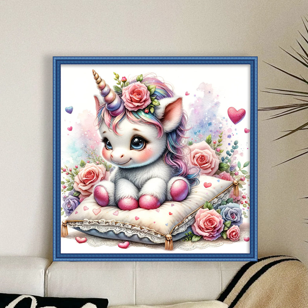 Love Rose Unicorn - 11CT Stamped Cross Stitch 45*45CM