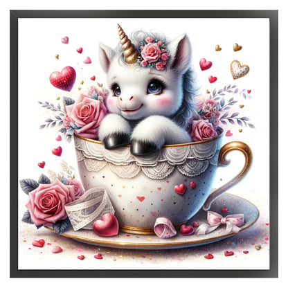 Love Rose Unicorn - 11CT Stamped Cross Stitch 45*45CM