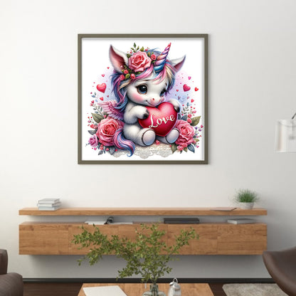 Love Rose Unicorn - 11CT Stamped Cross Stitch 45*45CM