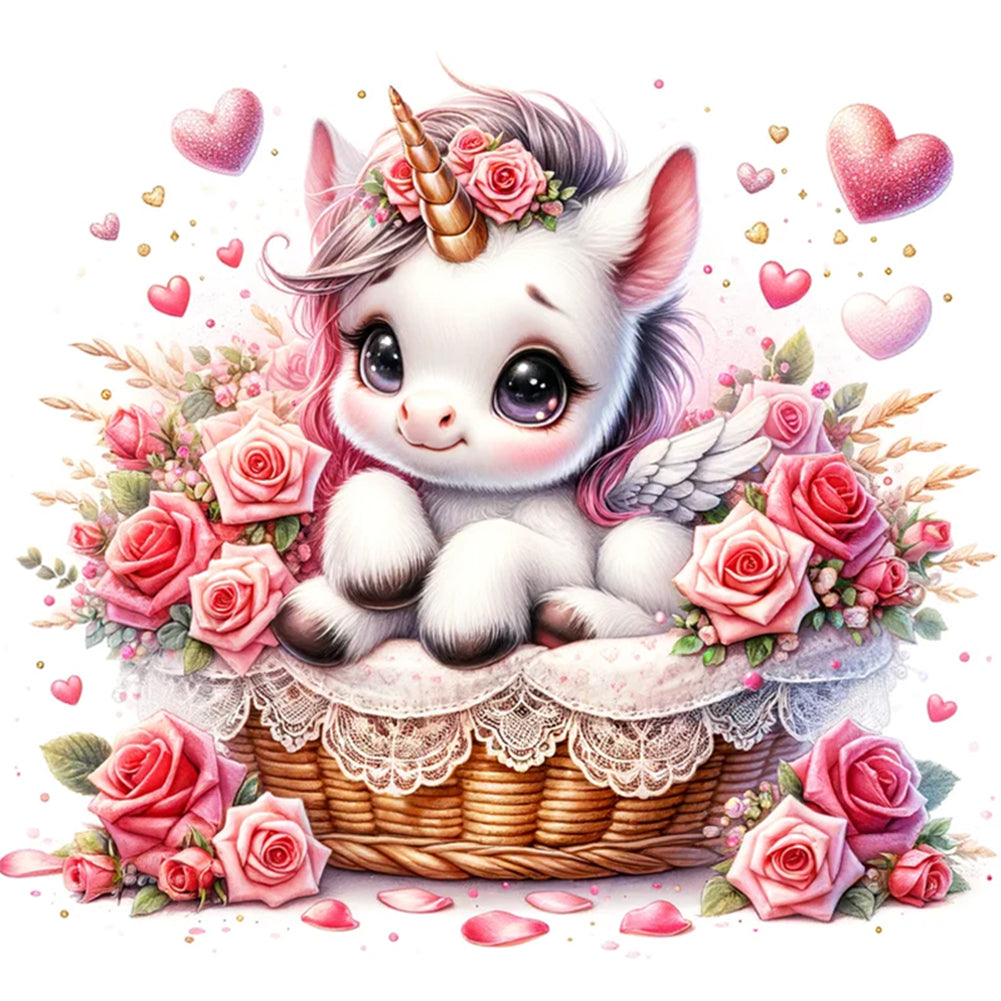 Love Rose Unicorn - 11CT Stamped Cross Stitch 45*45CM