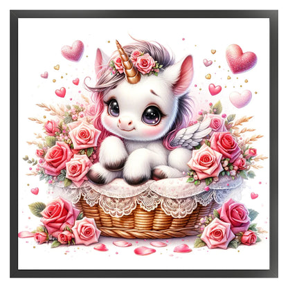 Love Rose Unicorn - 11CT Stamped Cross Stitch 45*45CM