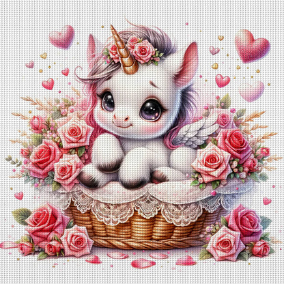 Love Rose Unicorn - 11CT Stamped Cross Stitch 45*45CM