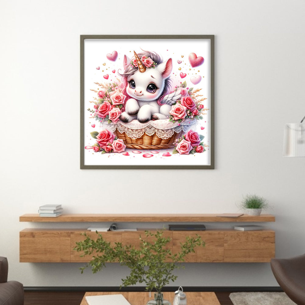 Love Rose Unicorn - 11CT Stamped Cross Stitch 45*45CM