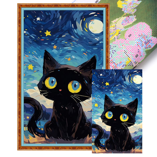 Cartoon Cat - 11CT Stamped Cross Stitch 35*60CM