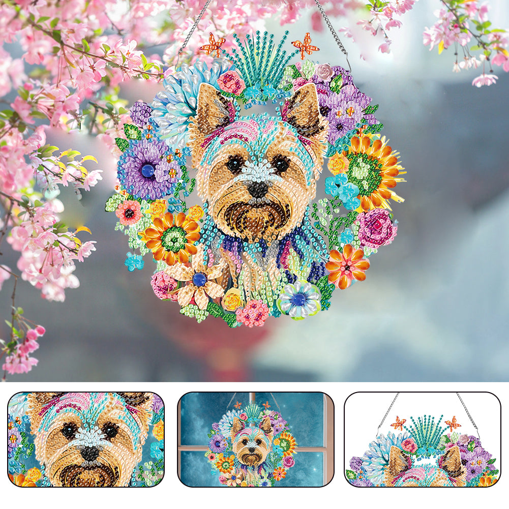 Single Side Special Shape Diamond Painting Hanging Pendant for Home Decor (Dog)