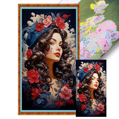 Rose Woman - 11CT Stamped Cross Stitch 40*70CM