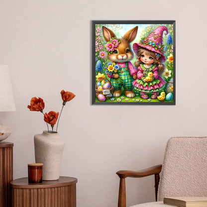 Easter Flowers Bunny - Full Round Drill Diamond Painting 30*30CM