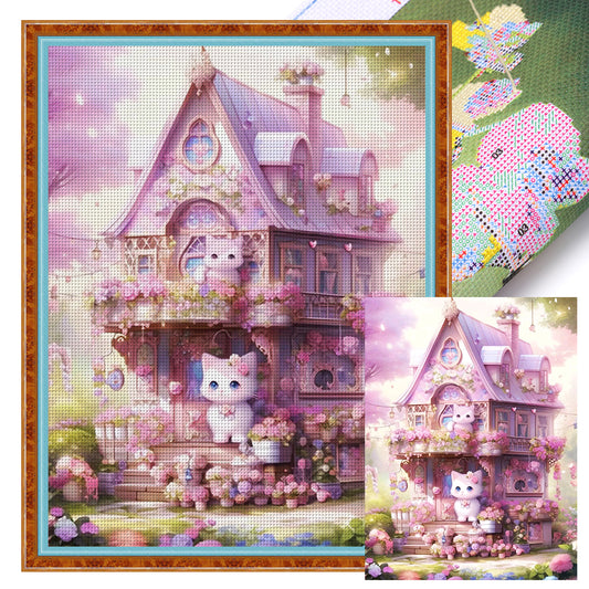 Cat Castle - 11CT Stamped Cross Stitch 50*65CM