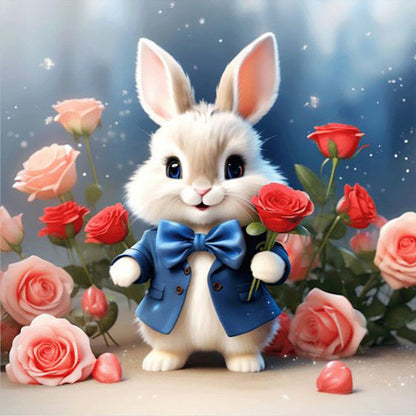 Flower Bunny - Full Round Drill Diamond Painting 30*30CM