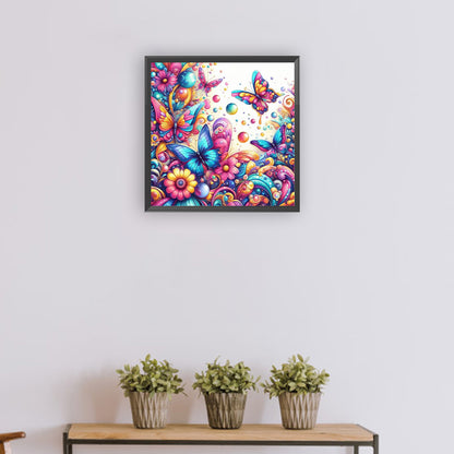 Flowers And Butterflies - Full Round Drill Diamond Painting 30*30CM