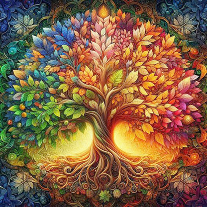 Colorful World Tree Of Life - Full Round Drill Diamond Painting 30*30CM