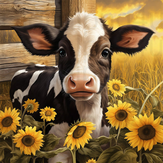 Sunflower Cow - Full Round Drill Diamond Painting 30*30CM