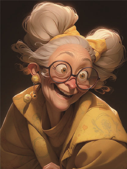 Cute Grandma - Full Round Drill Diamond Painting 30*40CM