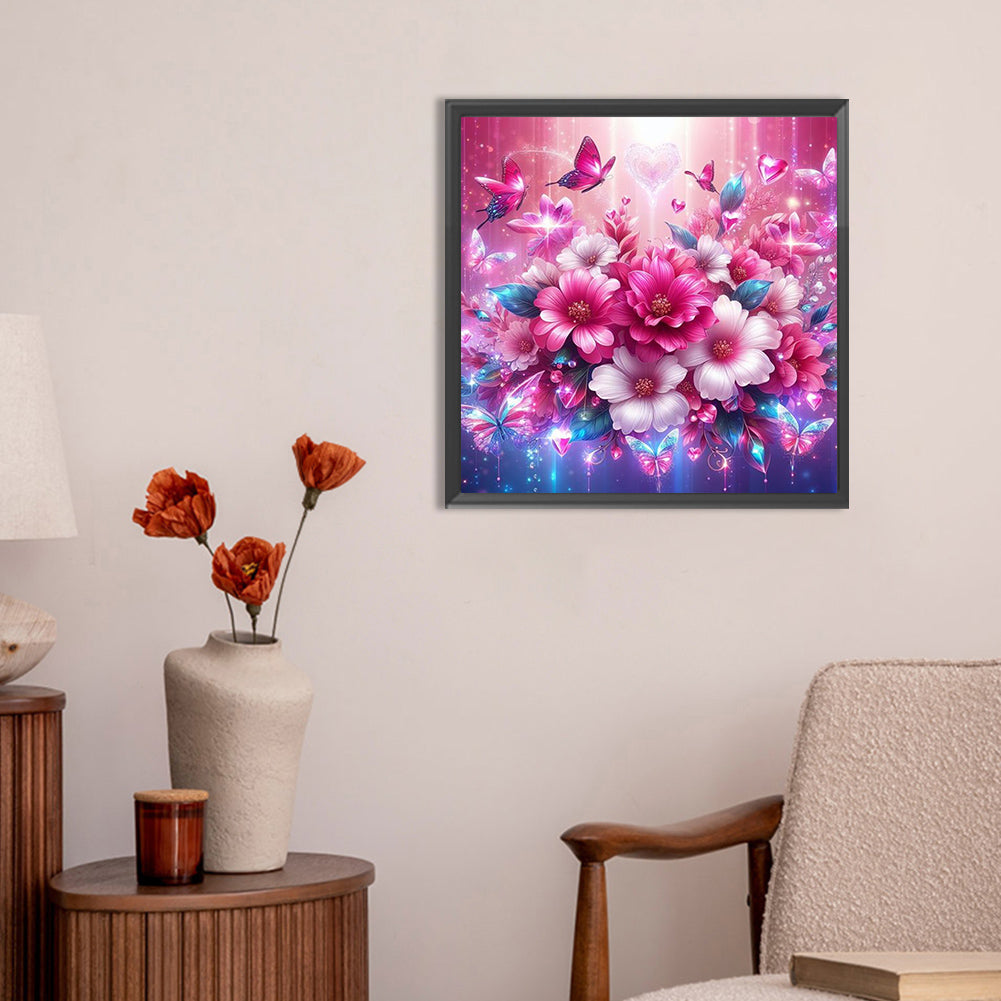 Flower Cluster Butterfly - Full Round Drill Diamond Painting 30*30CM