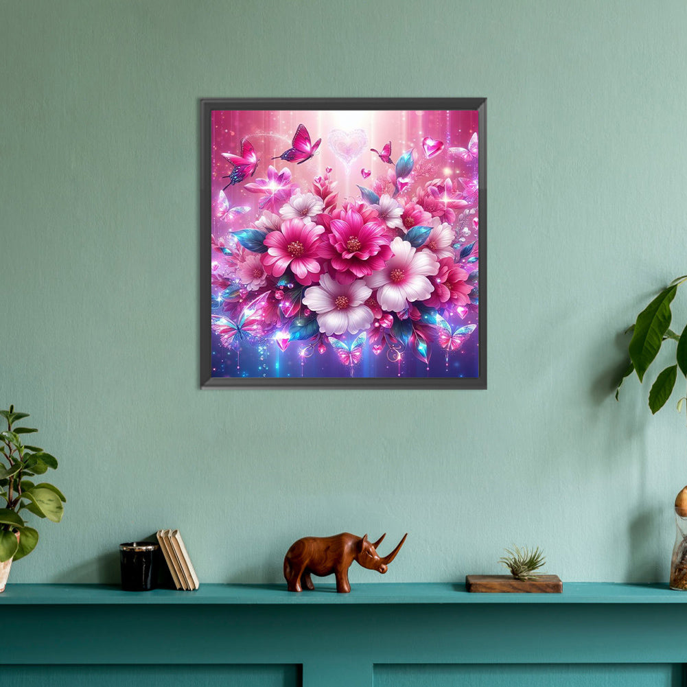 Flower Cluster Butterfly - Full Round Drill Diamond Painting 30*30CM