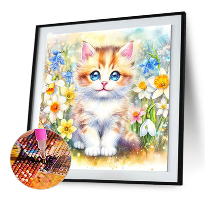 Spring Kitten - Full Round Drill Diamond Painting 30*30CM