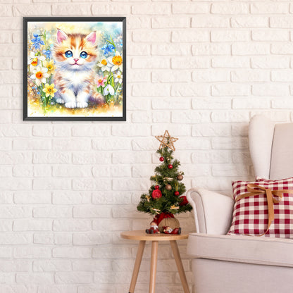 Spring Kitten - Full Round Drill Diamond Painting 30*30CM