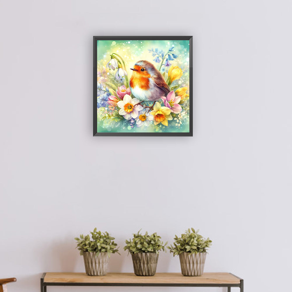Spring Sparrow - Full Round Drill Diamond Painting 30*30CM