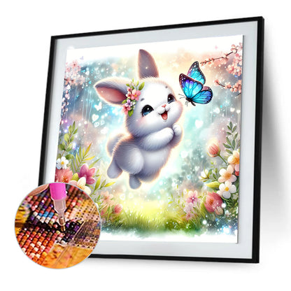 Rabbit And Butterfly - Full Round Drill Diamond Painting 30*30CM