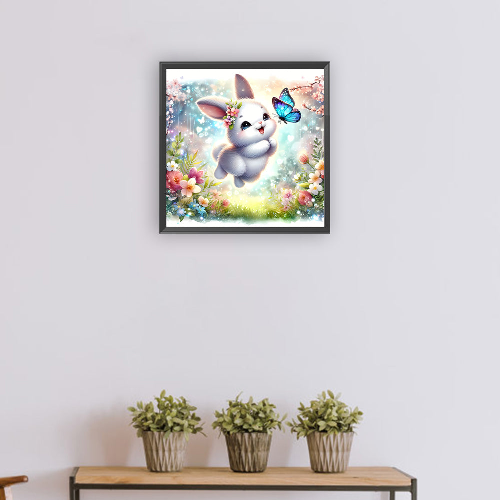 Rabbit And Butterfly - Full Round Drill Diamond Painting 30*30CM