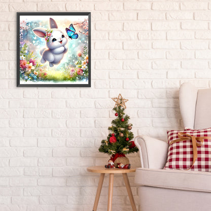 Rabbit And Butterfly - Full Round Drill Diamond Painting 30*30CM