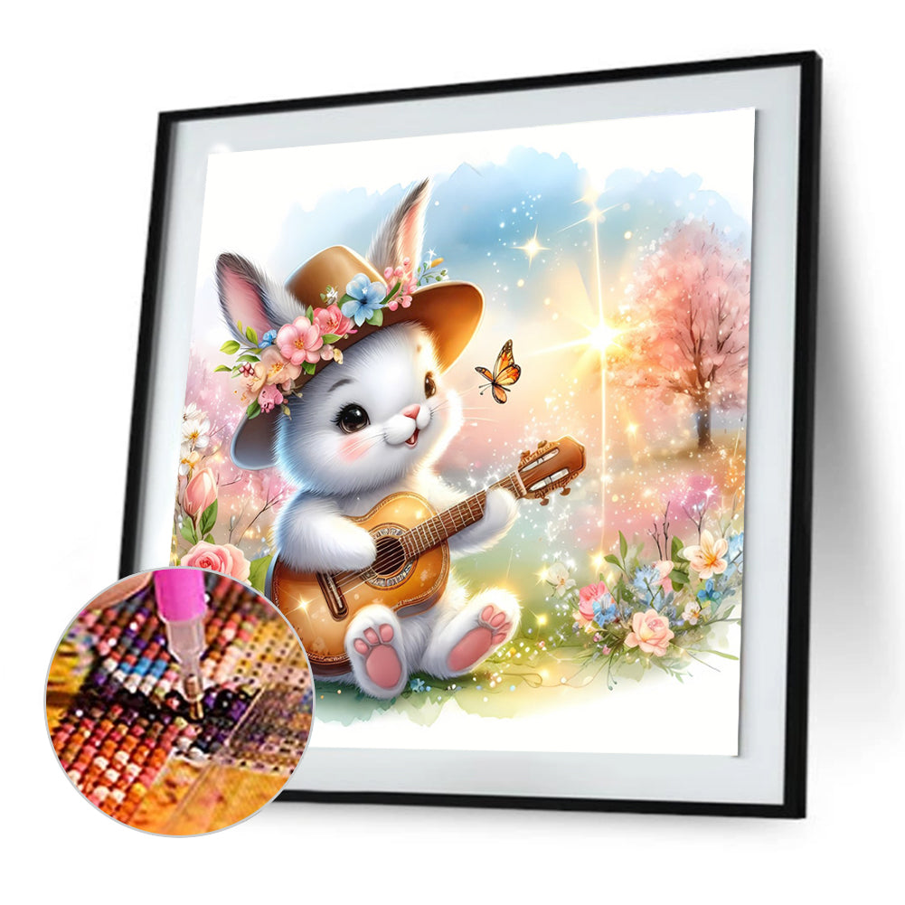 Rabbit Playing Guitar - Full Round Drill Diamond Painting 30*30CM