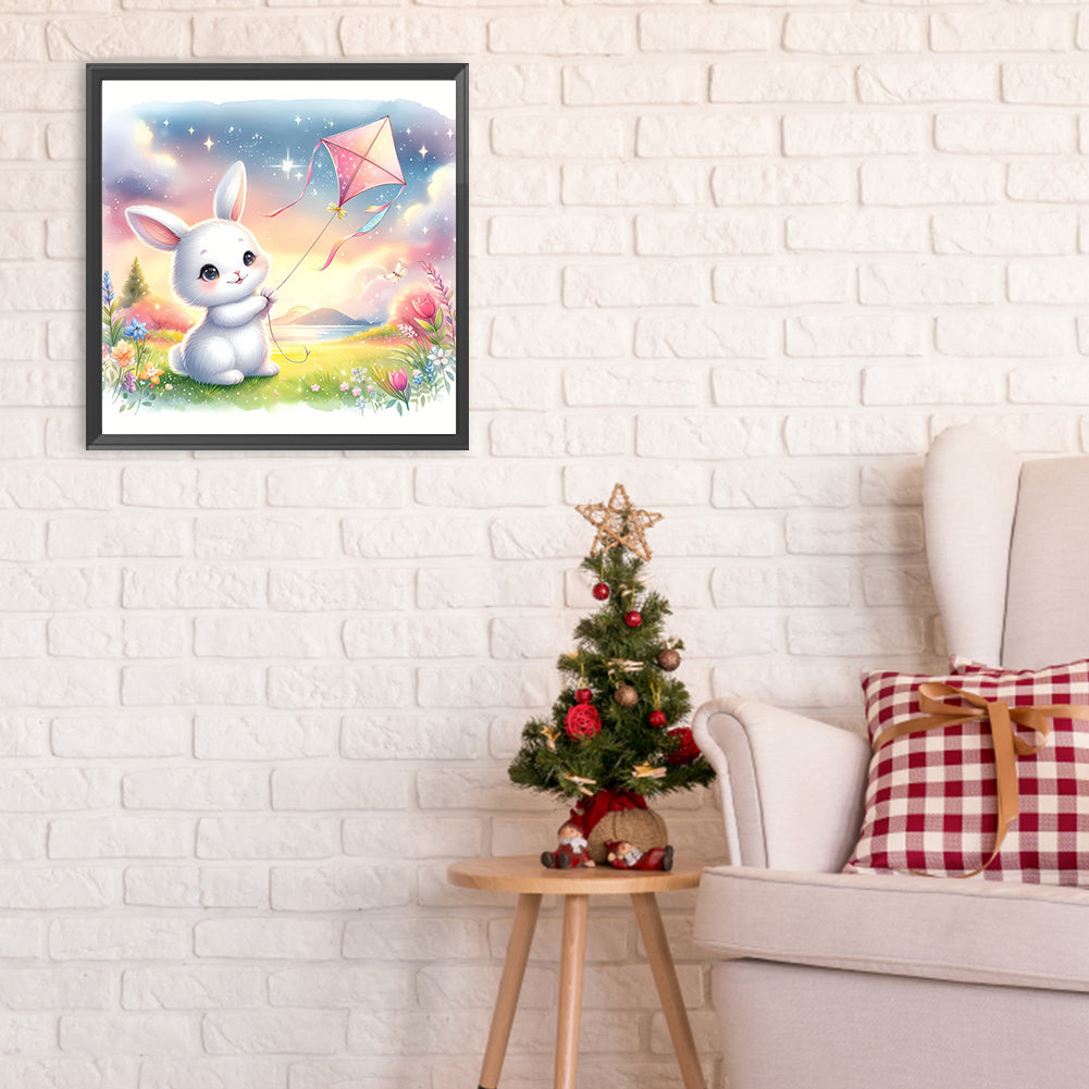 Rabbit Flying A Kite - Full Round Drill Diamond Painting 30*30CM