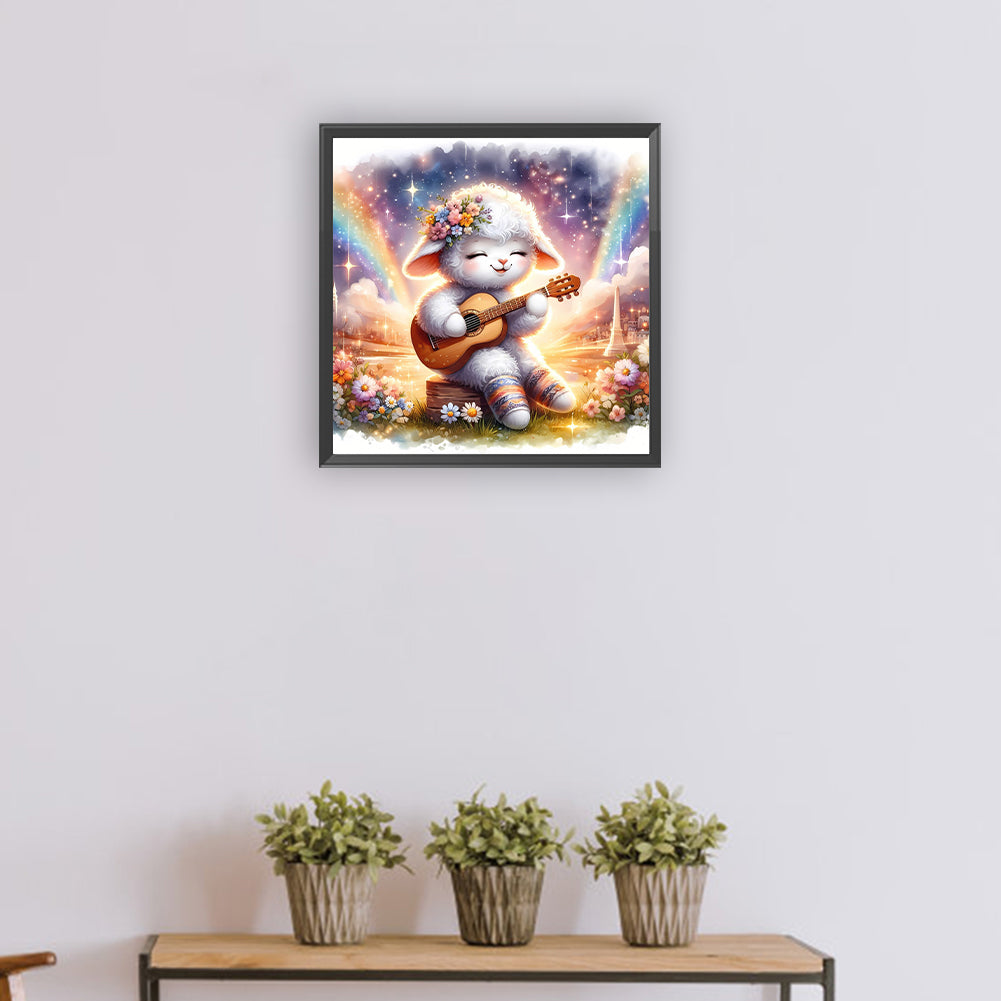 Sheep Playing Guitar - Full Round Drill Diamond Painting 30*30CM