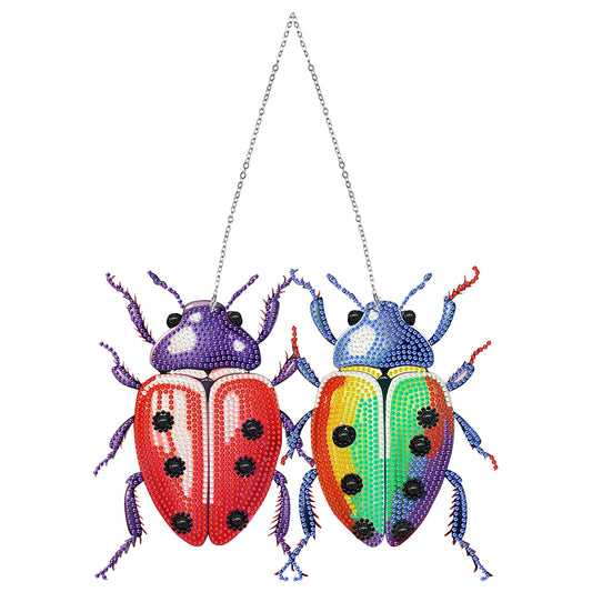 Single Side Diamond Painting Dot Pendant Office Wall Decor (Colorful Ladybird)