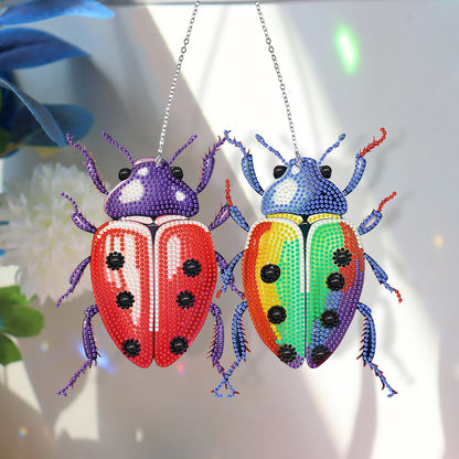 Single Side Diamond Painting Dot Pendant Office Wall Decor (Colorful Ladybird)