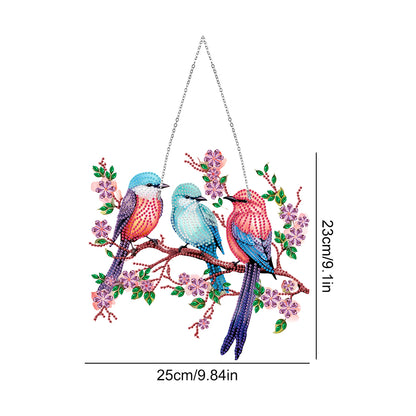 Single Side Diamond Painting Dot Pendant Office Wall Decor (Bird on a Branch)