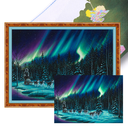 Aurora Scenery - 11CT Stamped Cross Stitch 90*60CM