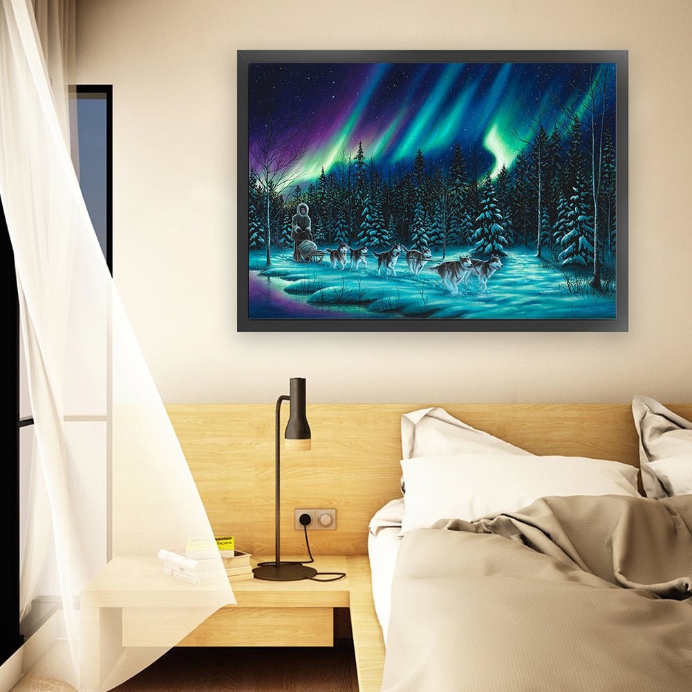 Aurora Scenery - 11CT Stamped Cross Stitch 90*60CM