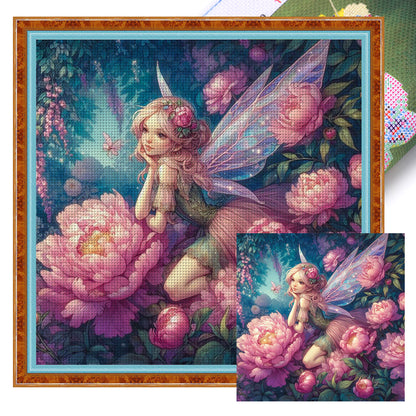 Rose Butterfly Fairy - 11CT Stamped Cross Stitch 40*40CM