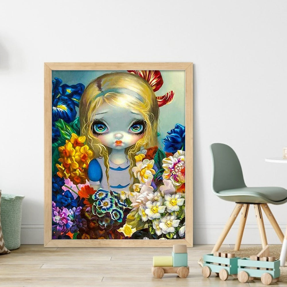 Big Eyed Doll - 11CT Stamped Cross Stitch 40*50CM