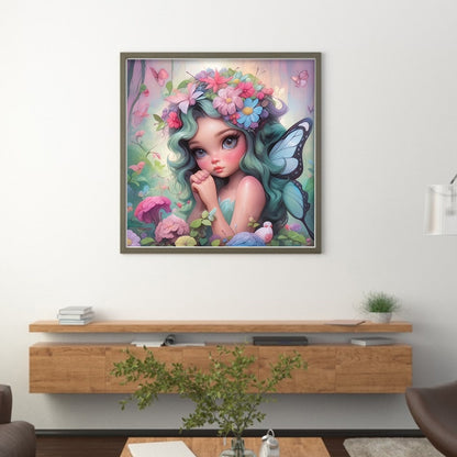 Butterfly Girl - 14CT Stamped Cross Stitch 50*50CM